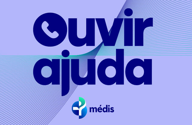 Logo do podcast da Médis "Ouvir Ajuda"