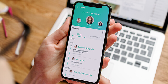 Ecrã da App Médis a mostrar o histórico Médis
